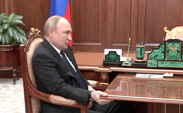 Russia's President Putin attends a meeting with Defence Minister Shoigu in Moscow