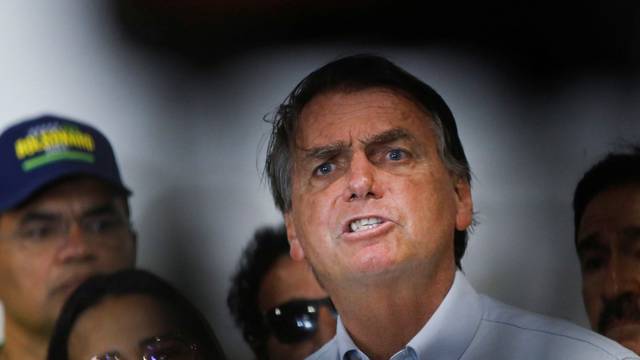 Brazil's President and candidate for re-election Jair Bolsonaro attends a campaign rally in Fortaleza