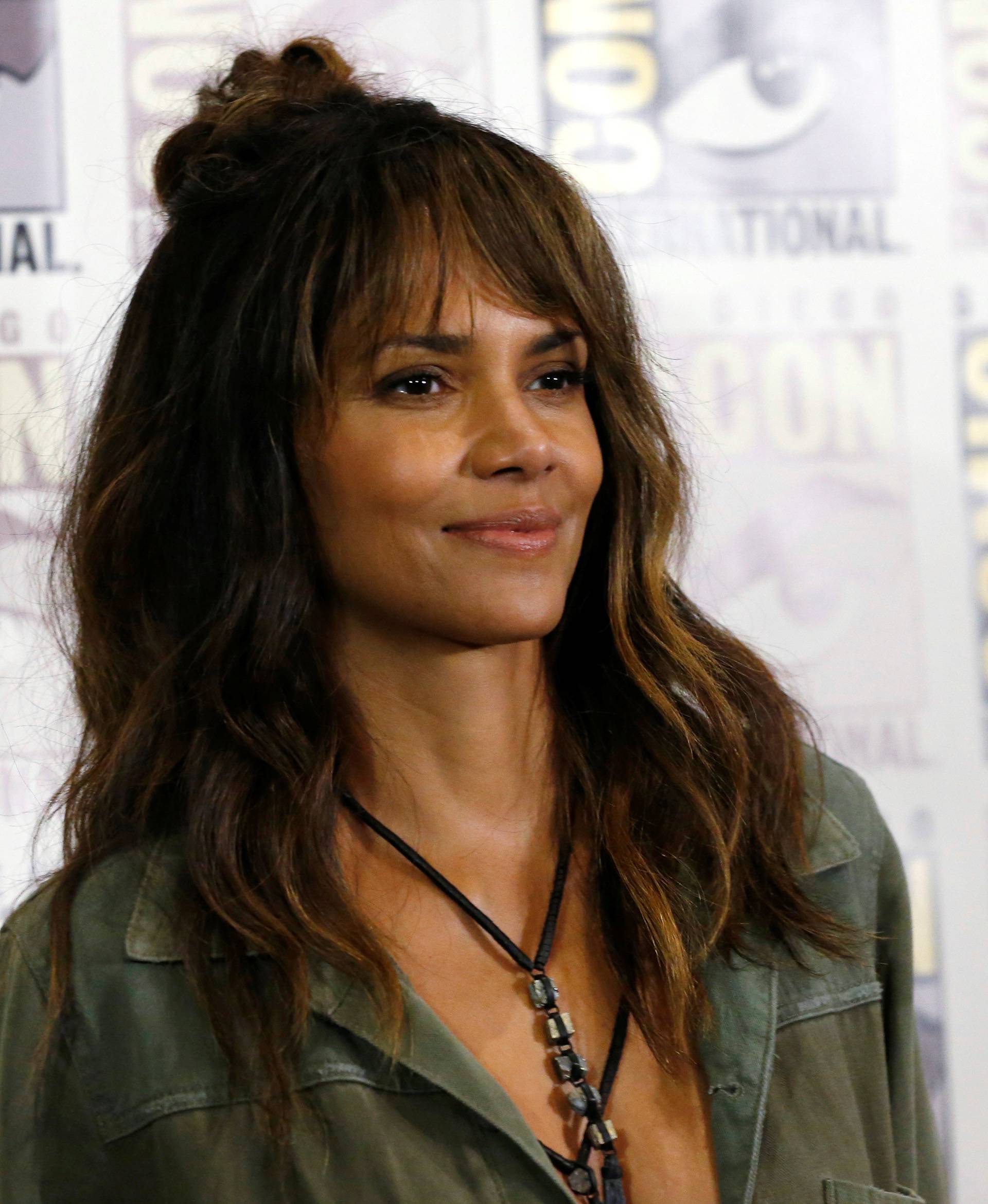 Cast member Berry poses at a press line for "Kingsman: The Golden Circle" during the 2017 Comic-Con International Convention in San Diego