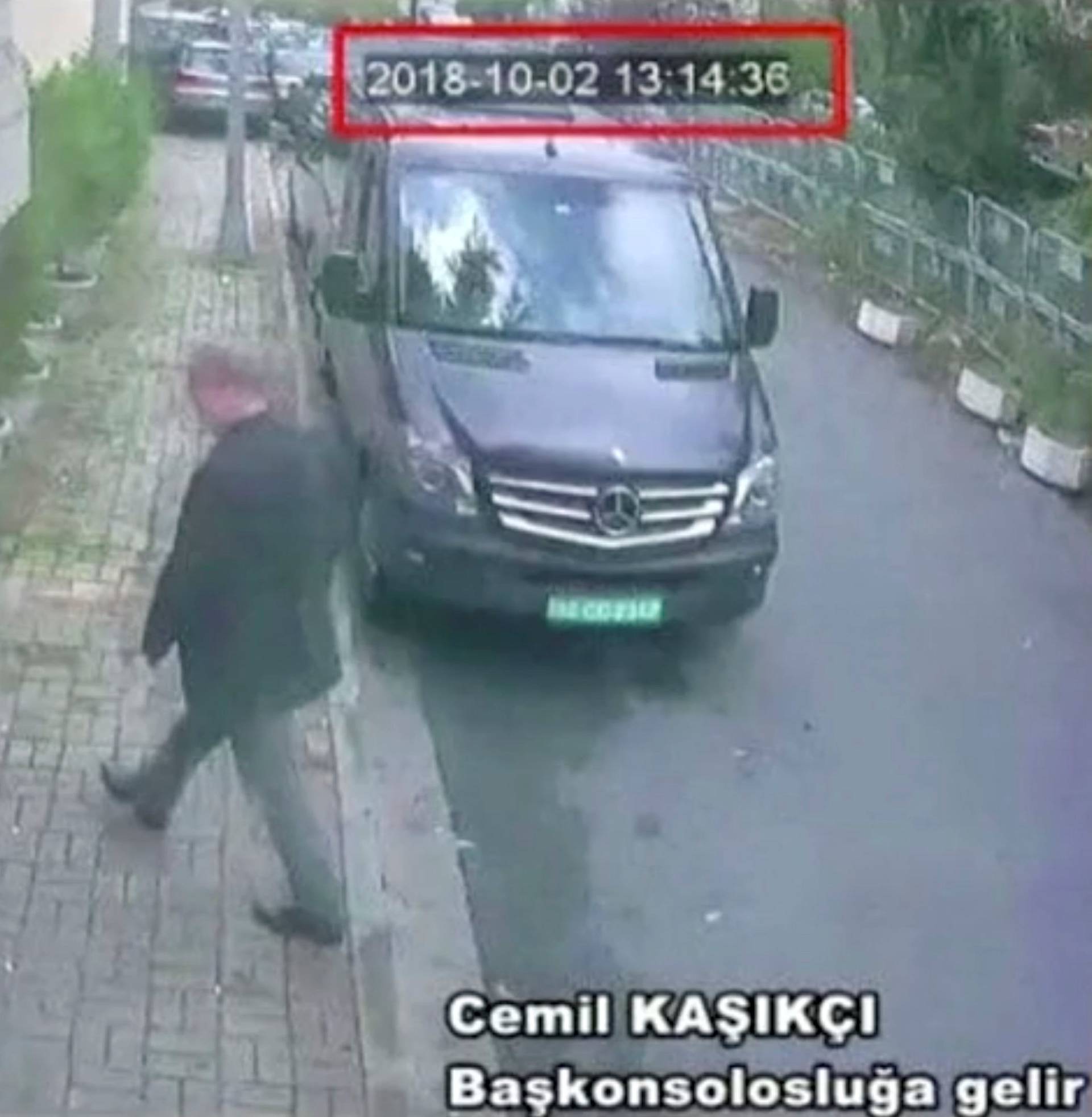 A still image taken from CCTV video and obtained by TRT World claims to show Saudi journalist Khashoggi as he arrives at Saudi Arabia's consulate in Istanbul