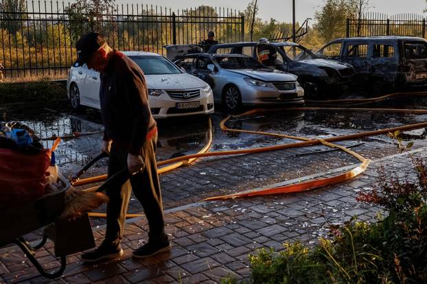 Aftermath of a Russian missile and drone attack in Kyiv