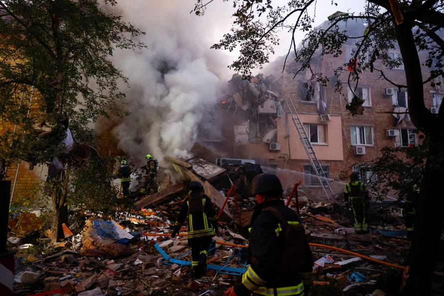 Aftermath of a Russian missile and drone attack in Kyiv