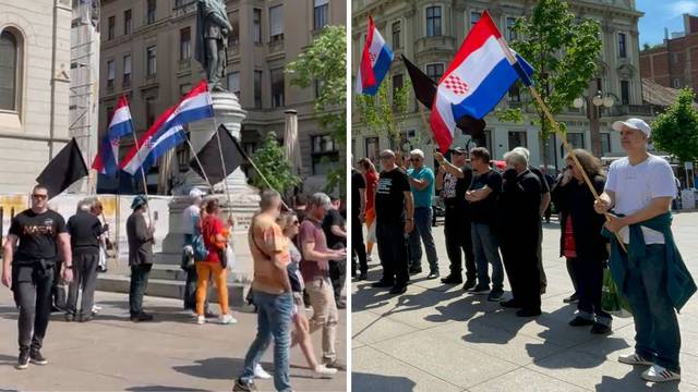 VIDEO Crnokošuljaši sa spornim zastavama pred pravoslavnom crkvom puštali Thompsona!