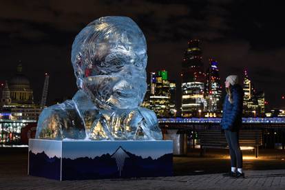 Od dva metra visokog komada leda napravili skulpturu Sir Davida Attenborougha