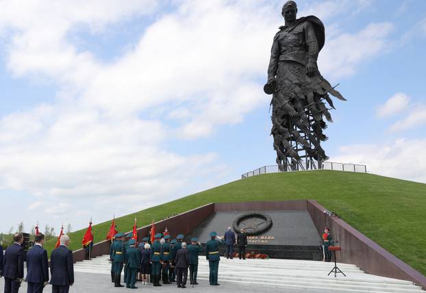 Russian President Putin and his Belarusian counterpart Lukashenko attend a ceremony unveiling the Memorial to the Soviet Soldier near Rzhev in Tver Region