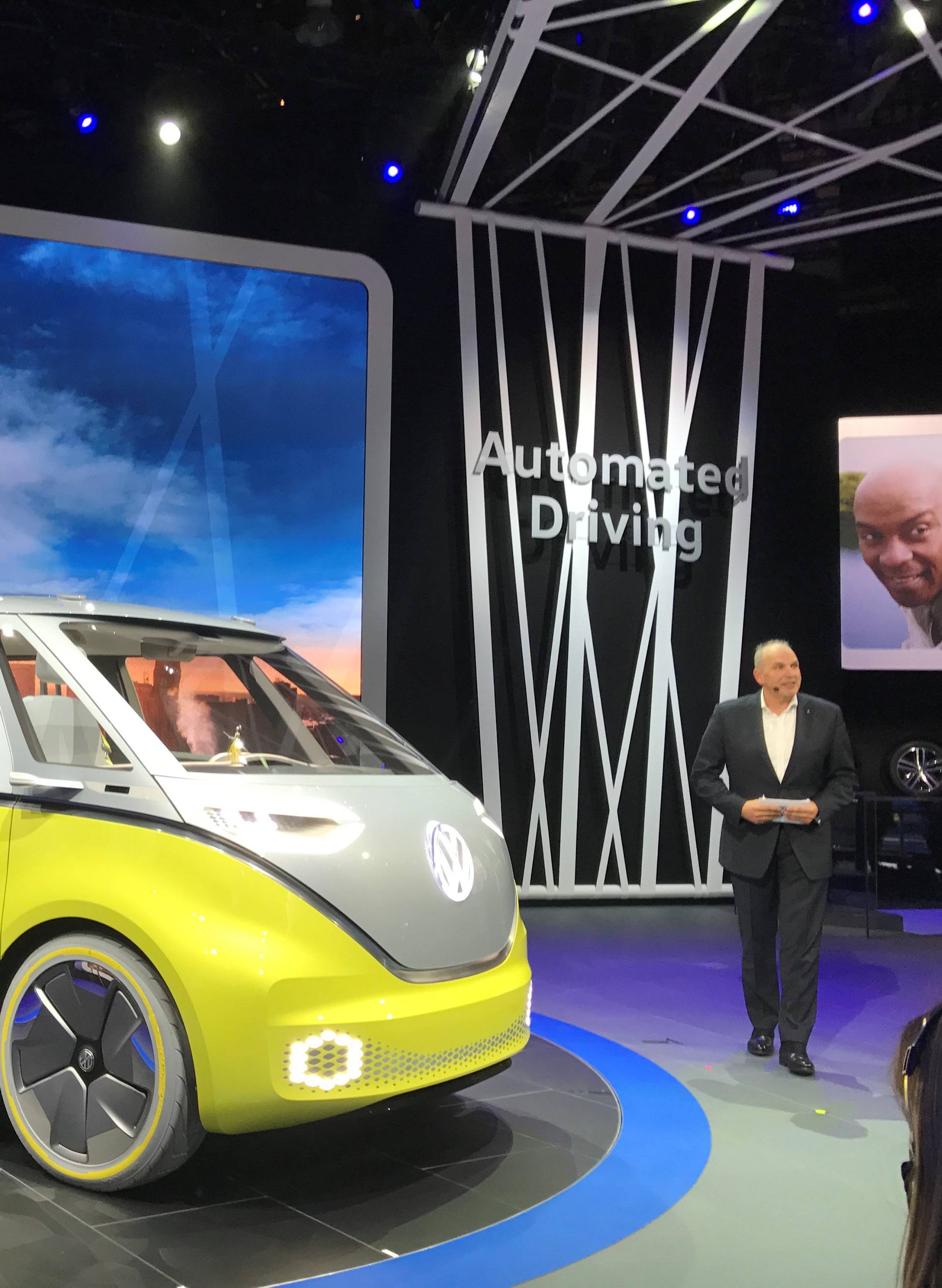 Volkswagen presents a new concept for an electric minibus "I.D.Buzz" at the North American International Auto Show in Detroit
