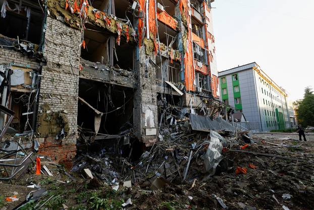 Aftermath of a Russian air strike, in Kharkiv