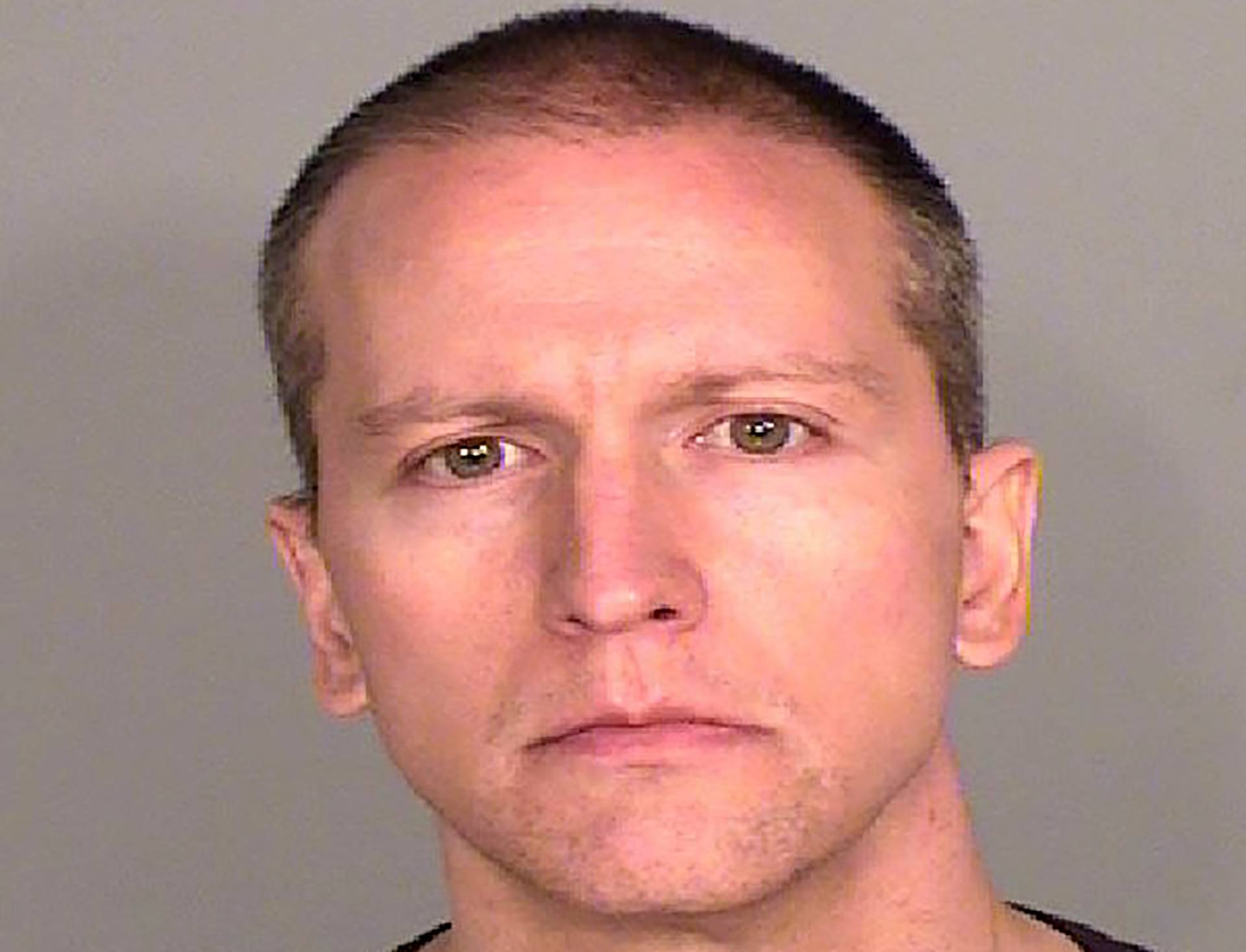 Former Minneapolis Police officer Derek Chauvin poses for a booking photograph at the Ramsey County Detention Center in St. Paul