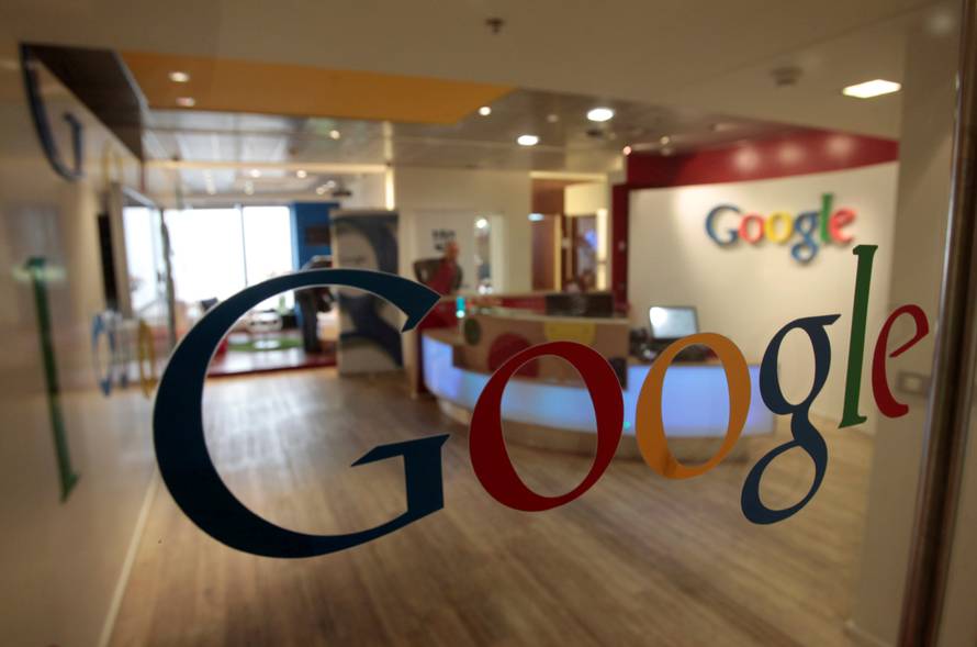 FILE PHOTO: The Google logo is seen on a door at the company's office in Tel Aviv