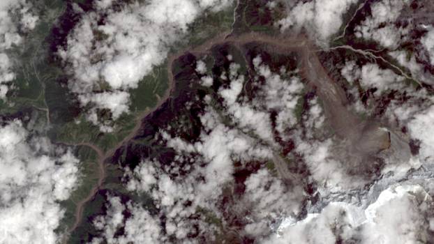 Satellite image shows collapsed glacier that may have been trigger for deadly flash floods in Nepal