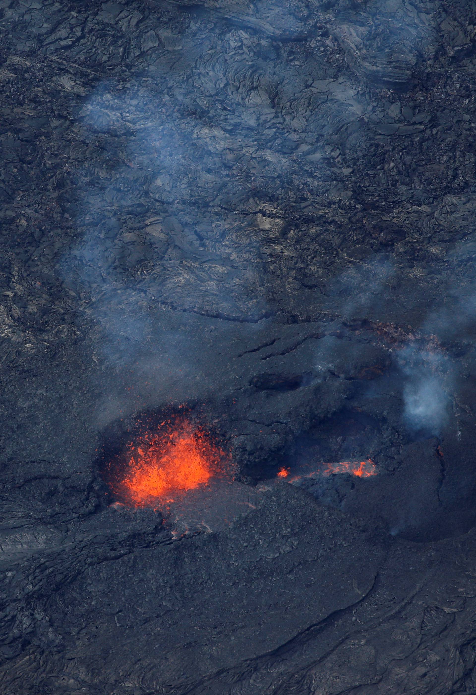 Lava shoots out of a fissure in the Leilani Estates near Pahoa, Hawaii