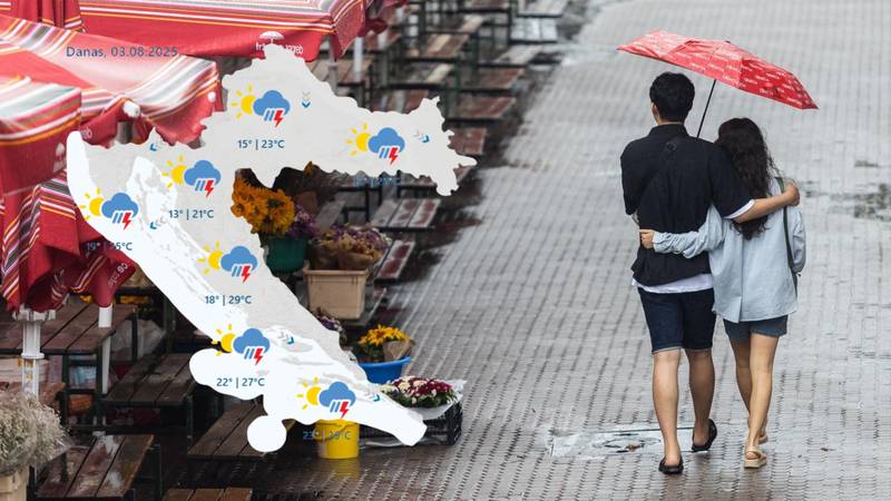 Nevrijeme u Hrvatskoj: Danas nas očekuju nagla promjena vremena, kiša, grmljavina...