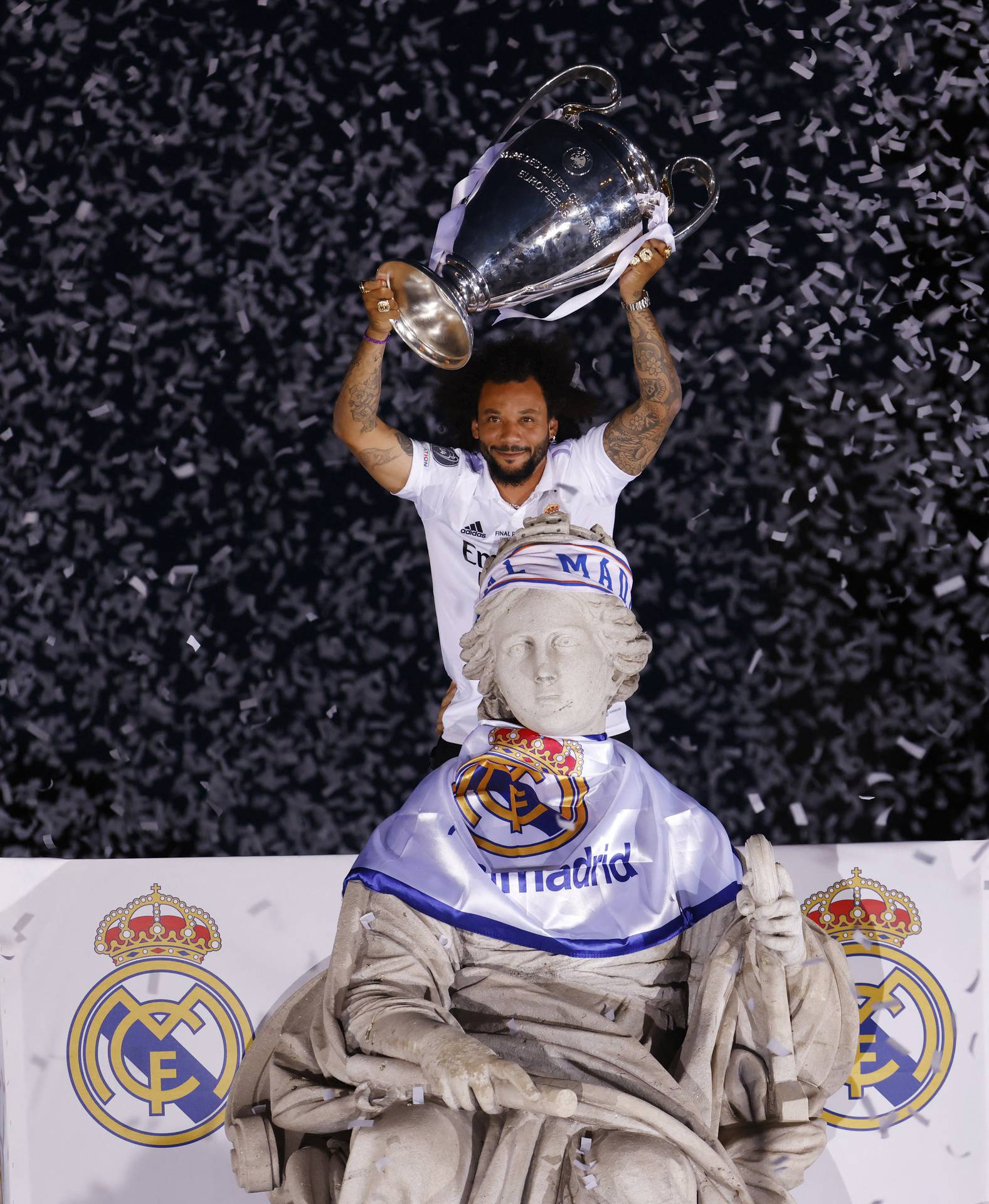 Real Madrid celebrate winning the Champions League Final with an open top bus parade
