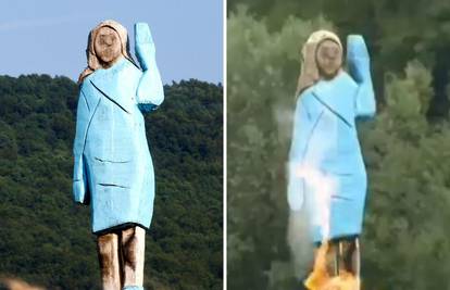 Slovenci zapalili slavnu statuu Melanije Trump kod Sevnice