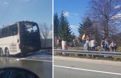 Nesreća kod Delnica: Izgorio je autobus, putnici uspjeli pobjeći