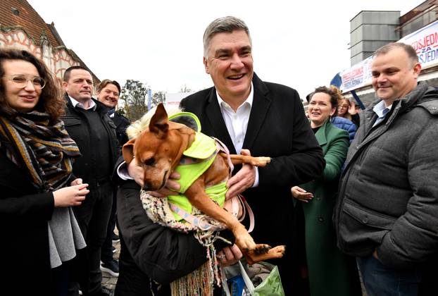Zoran Milanović se družio s građanima u Čakovcu, oduševio ga psić koji ga je lizao po licu