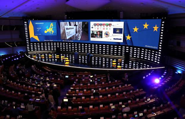 Election night at the European Parliament in Brussels