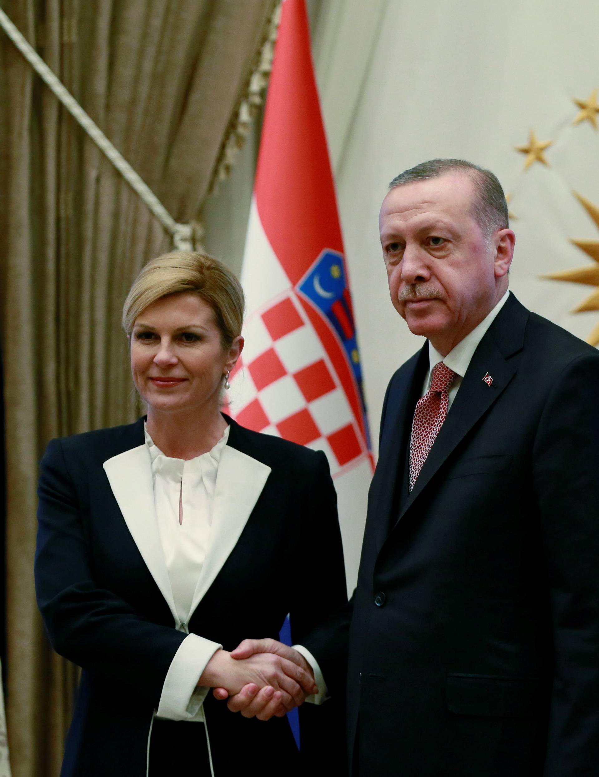 Turkish President Erdogan meets with Croatian President Kolinda Grabar-Kitarovic in Ankara