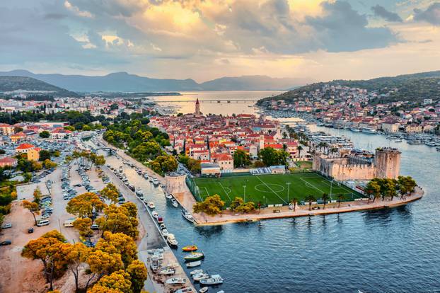 Aerial,View,Of,Trogir,Old,Town,,Croatia