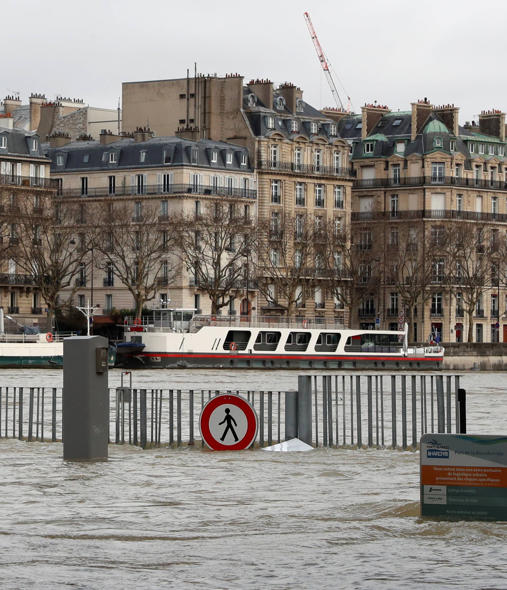 A view shows the flooded banks of the Seine River after days of almost non-stop rain caused flooding in the country in Paris