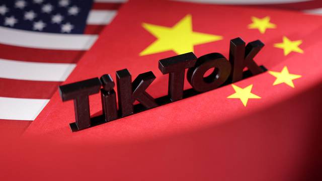 Illustration shows TikTok logo, U.S. and Chinese flags