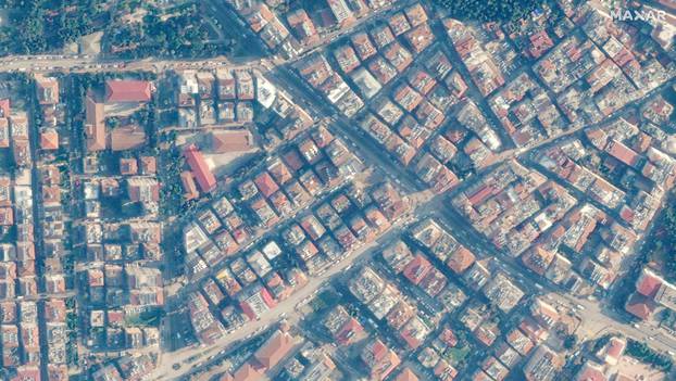 A satellite image shows buildings before an earthquake in Antakya