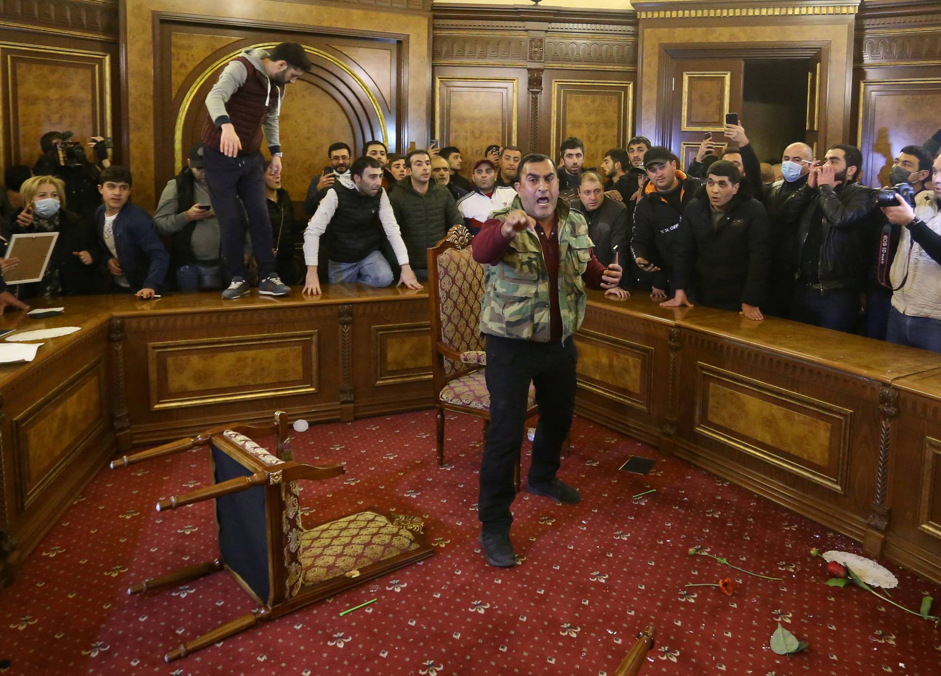 People storm the government house in Yerevan