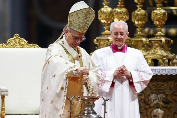 Pope Leo XIV leads the Chrism Mass in St. Peter's Basilica at the Vatican
