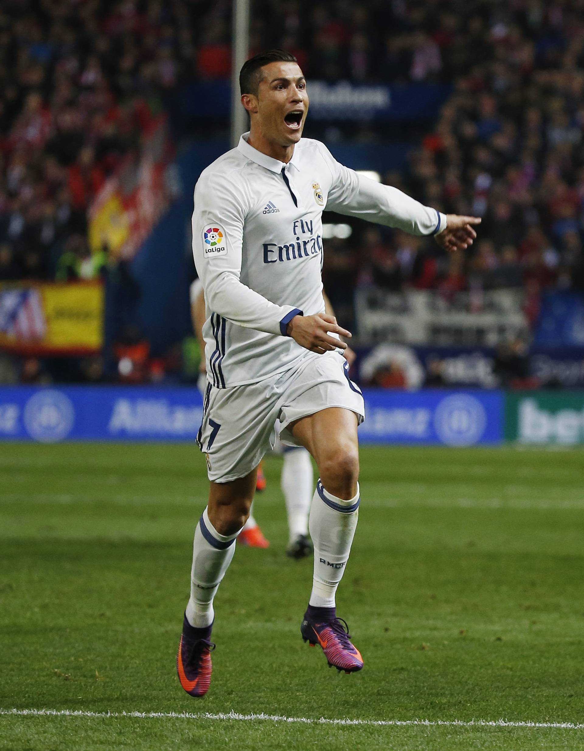 Real Madrid's Cristiano Ronaldo celebrates scoring their first goal