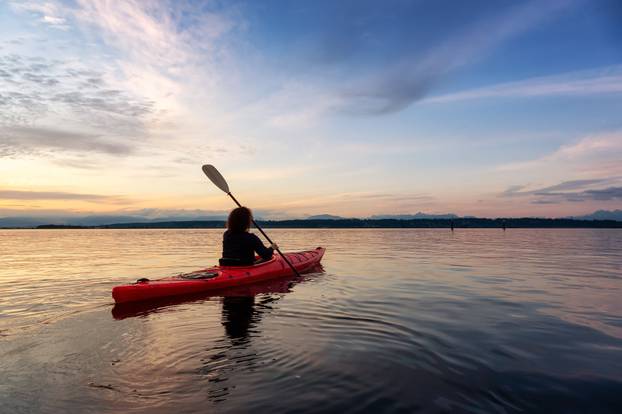 Kayaking during a Colorful Sunset