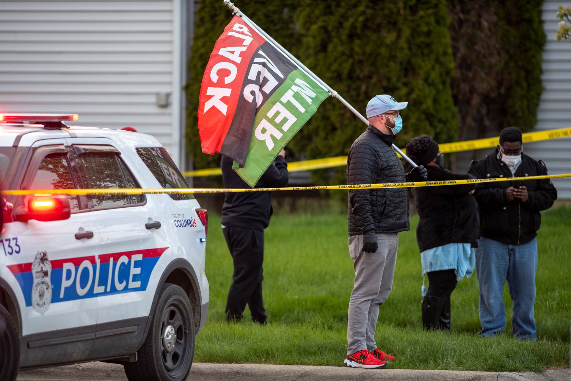 The scene of a police shooting in Columbus