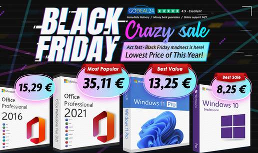 Black Friday 2024: Microsoft Office s doživotnom licencom od 15€ i Windows 11 od 10€!