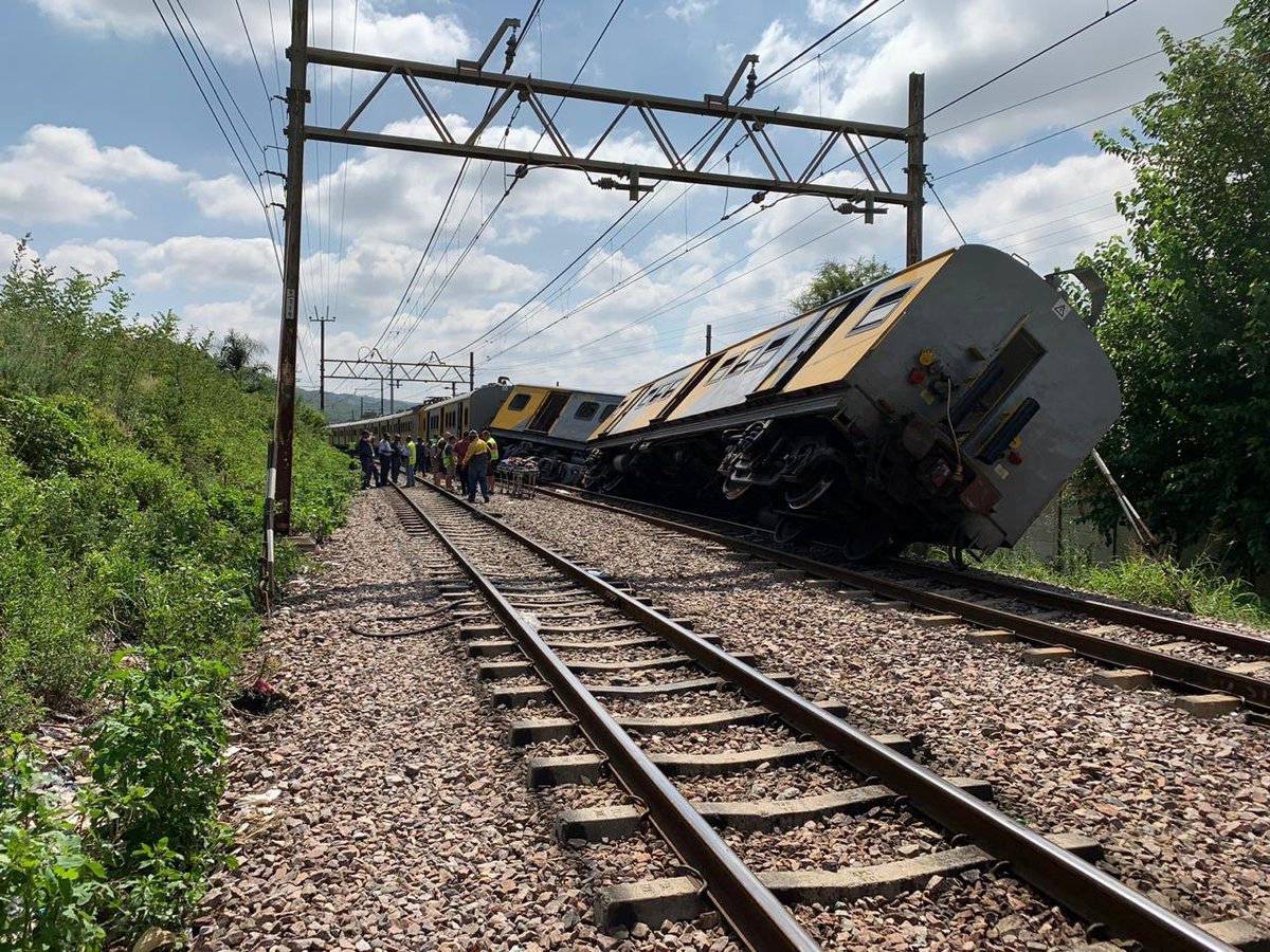 The site of a train crash is seen in Pretoria