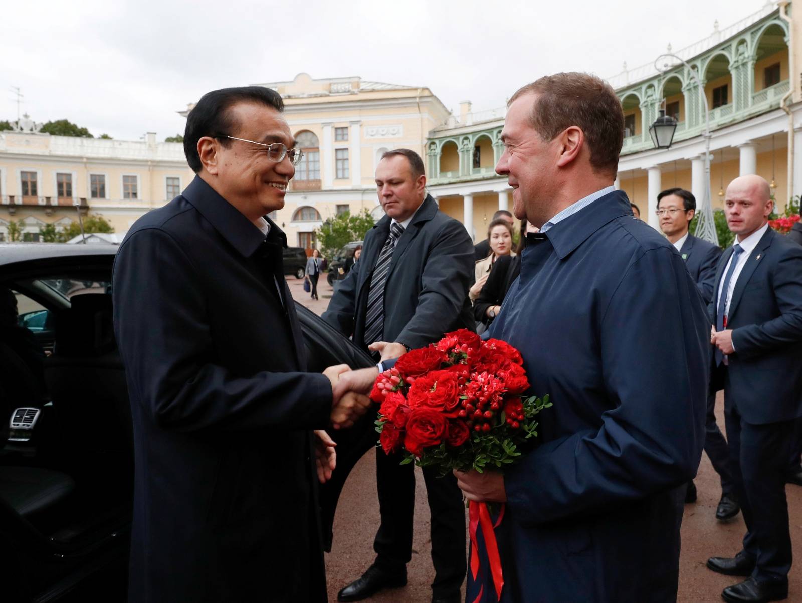 Russian Prime Minister Dmitry Medvedev meets with Chinese Premier Li Keqiang in St. Petersburg