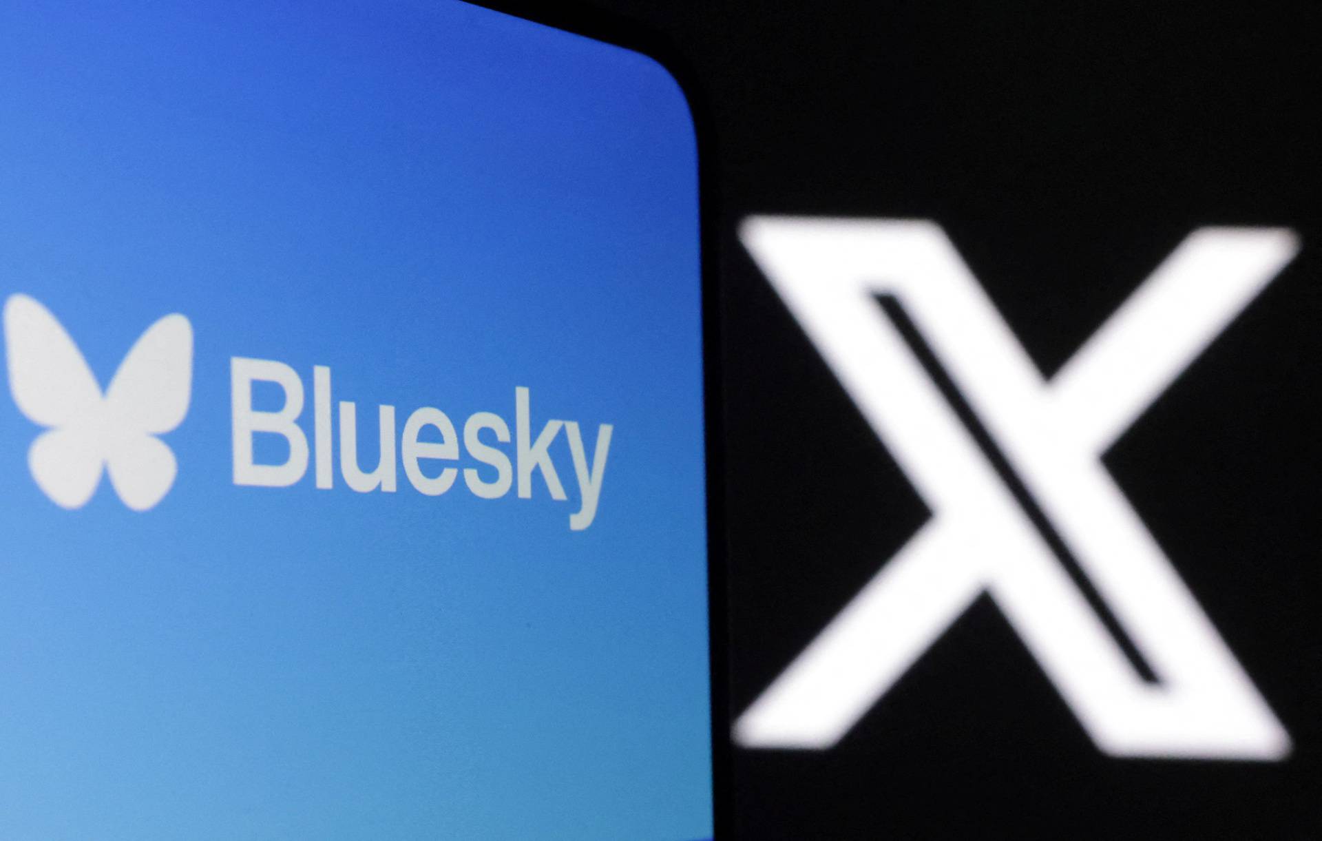 Illustration shows Bluesky and X app logos