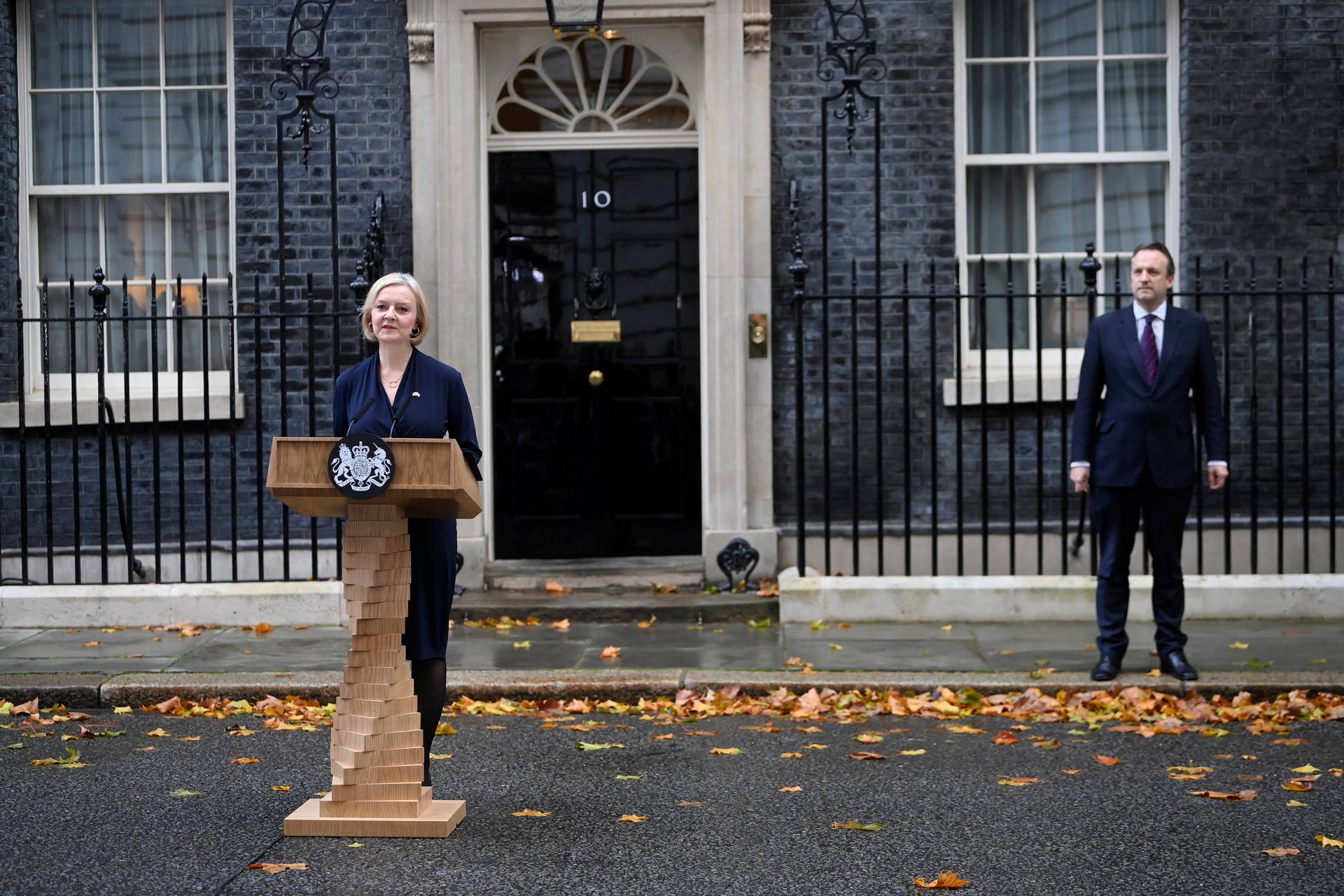 British Prime Minister Liz Truss gives statement outside Number 10 Downing Street, London