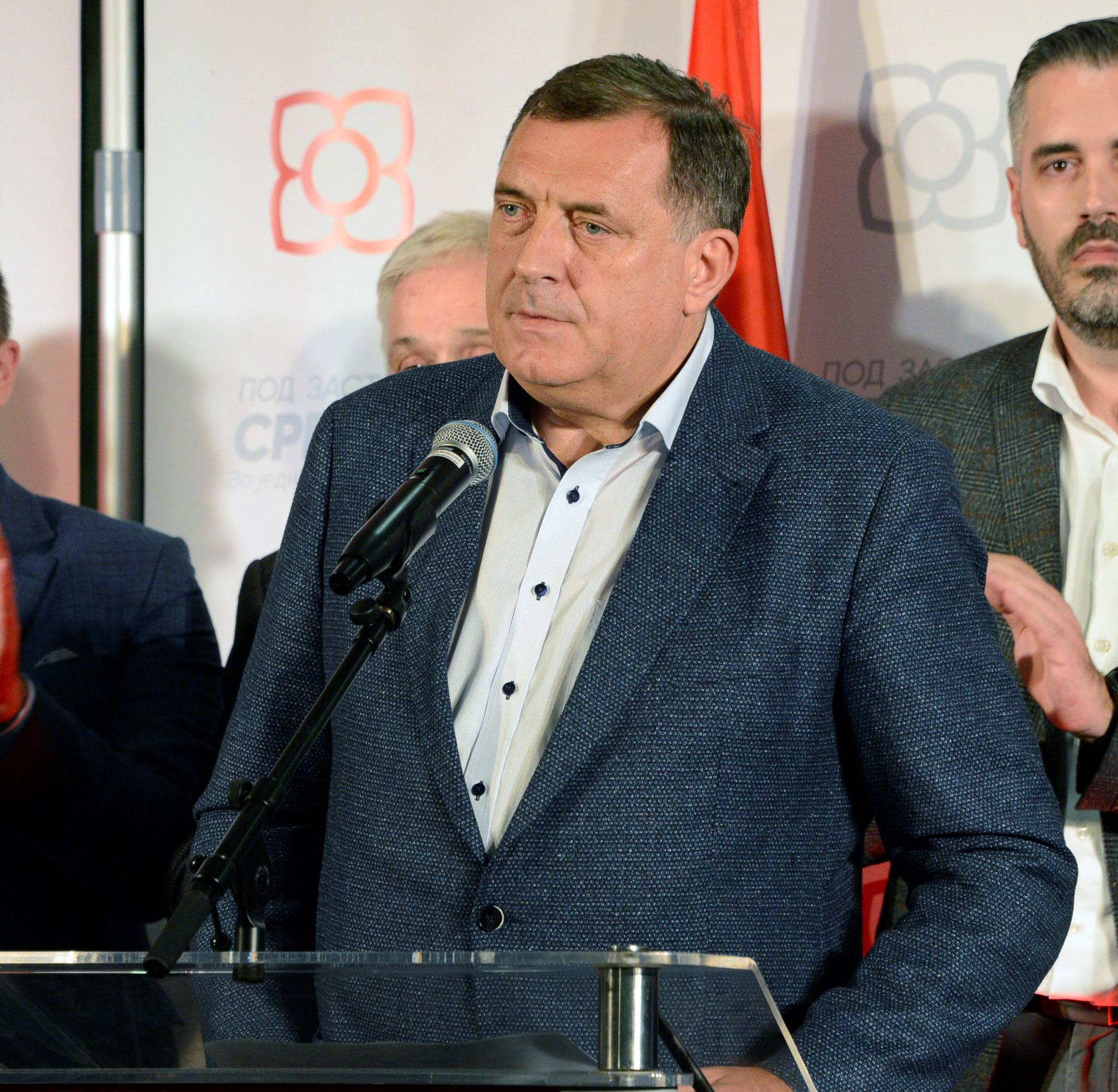 Milorad Dodik, of the Alliance of Independent Social Democrats, SNSD attends a news conference where he declared himself the winner of the Serb seat of the Tri-partite Bosnian Presidency in Banja Luka,