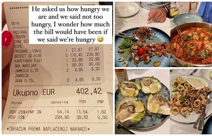 Turistkinja je na Hvaru platila večeru 402 eura pa pobjesnila, pišu joj: Pa pojeli ste pola mora