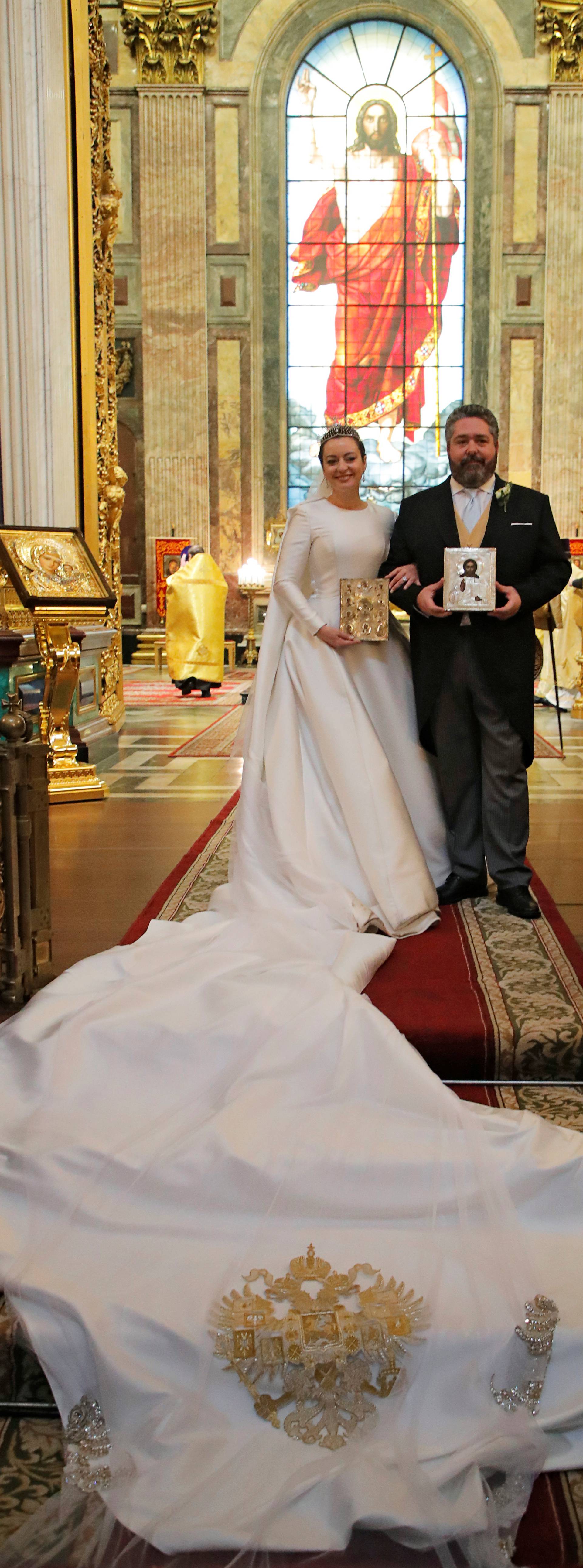 The wedding ceremony of Grand Duke George Mikhailovich Romanov and Victoria Romanovna Bettarini in Saint Petersburg