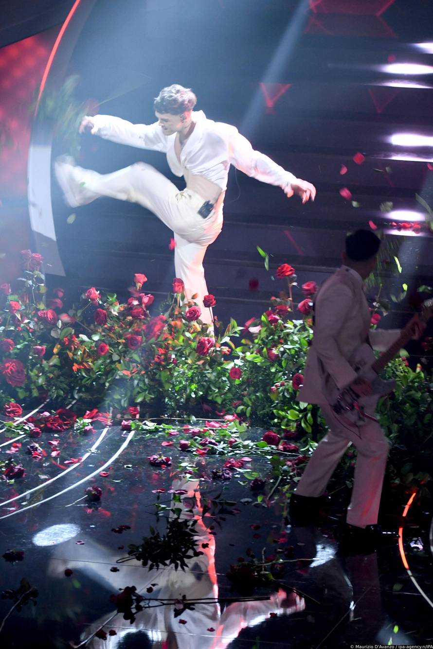 Sanremo, 73rd Italian Song Festival, First Episode. Blanco rages on stage