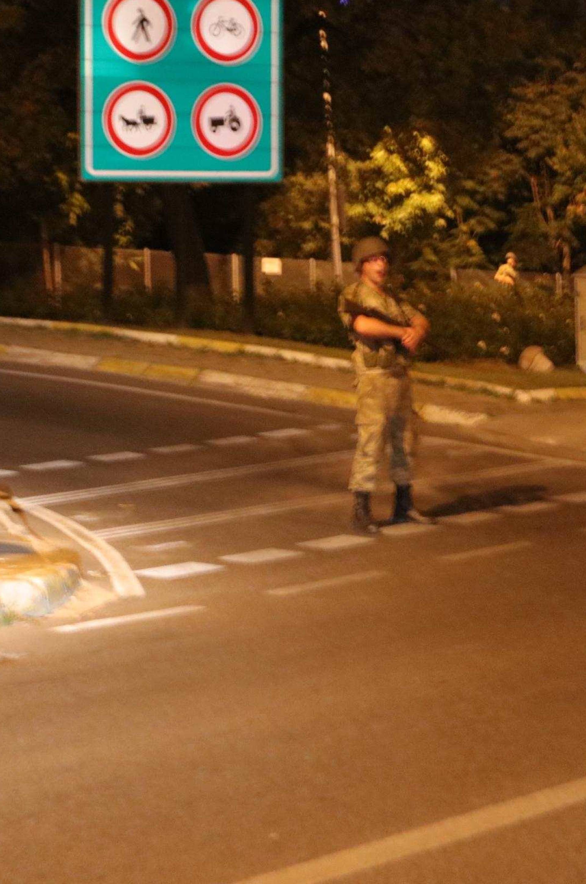 Turkish military block access to the Bosphorus bridge, which links the city's European and Asian sides, in Istanbul
