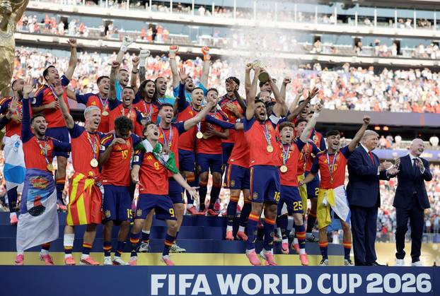 U.S. President Trump attends the FIFA World Cup 2026 Final between Spain and Argentina at New York New Jersey Stadium