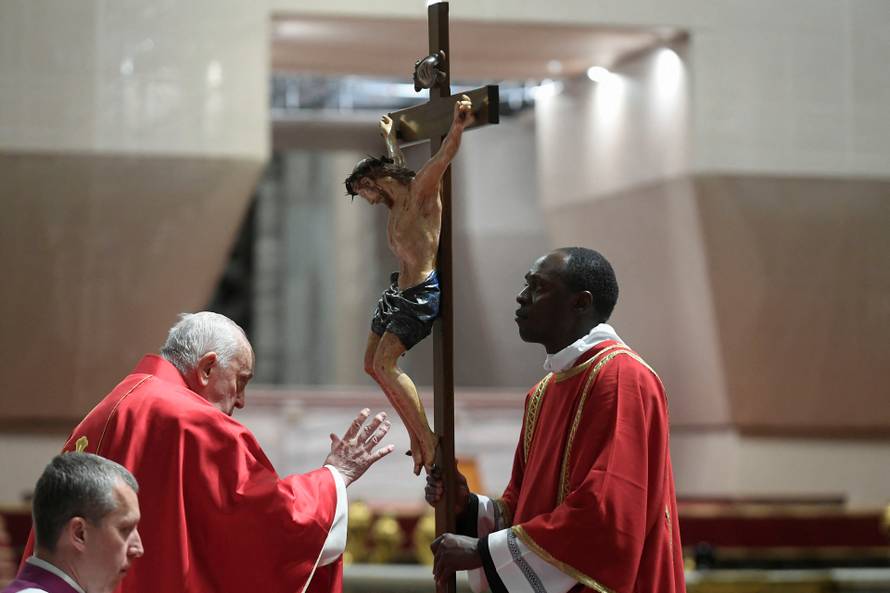 Pope Francis leads Passion of the Lord service in St Peter's Basilica, Vatican