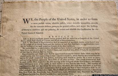 Rijetka kopija američkog ustava iz 1787.  na dražbi u New Yorku prodana za 43,2 milijuna dolara