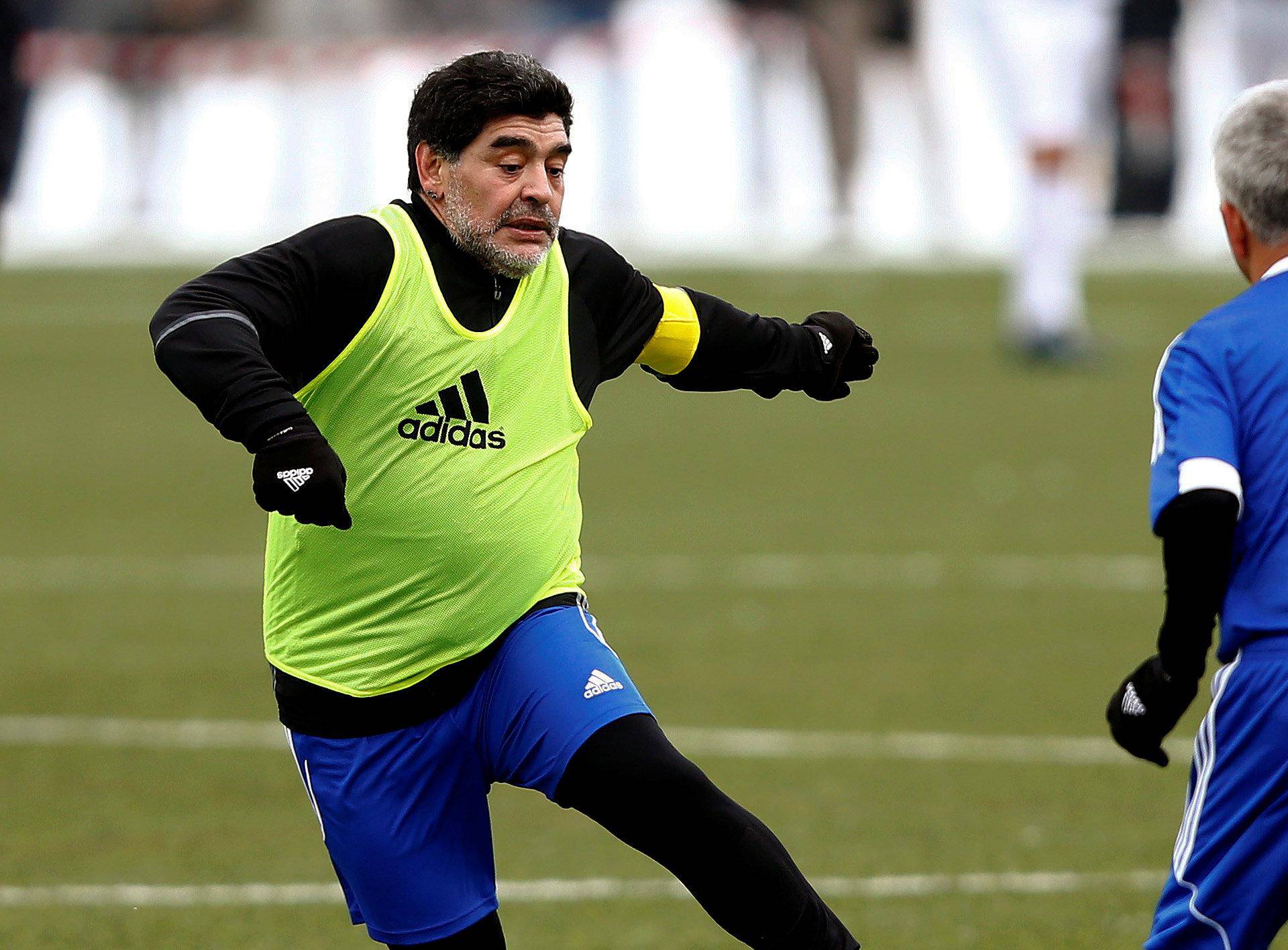 Maradona in action during the FIFA Legends tournament in Zurich