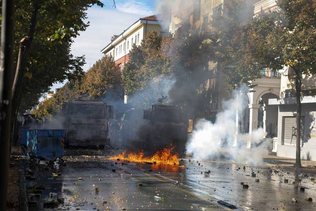 Anti-government protest by students in Tirana