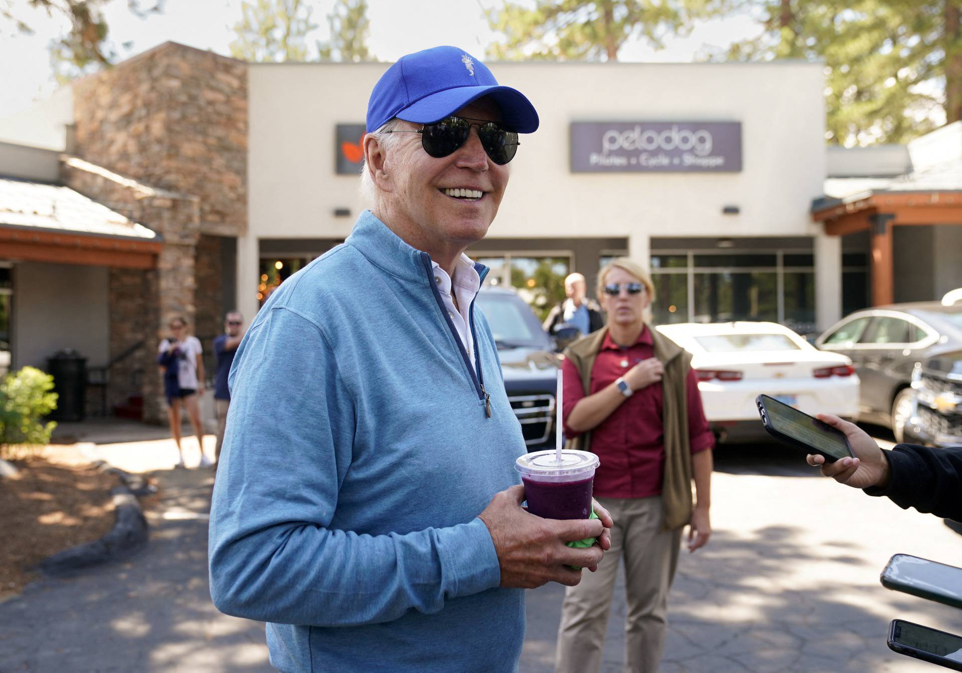 Biden speaks to reporters while on vacation in South Lake Tahoe