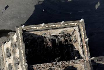 An aerial view of the National Museum of Brazil after a fire burnt it in Rio de Janeiro