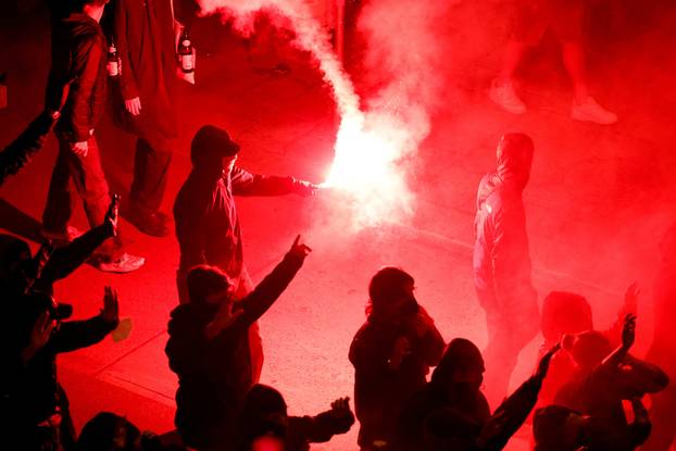 People attend a protest against Freedom Party after general elections in Vienna