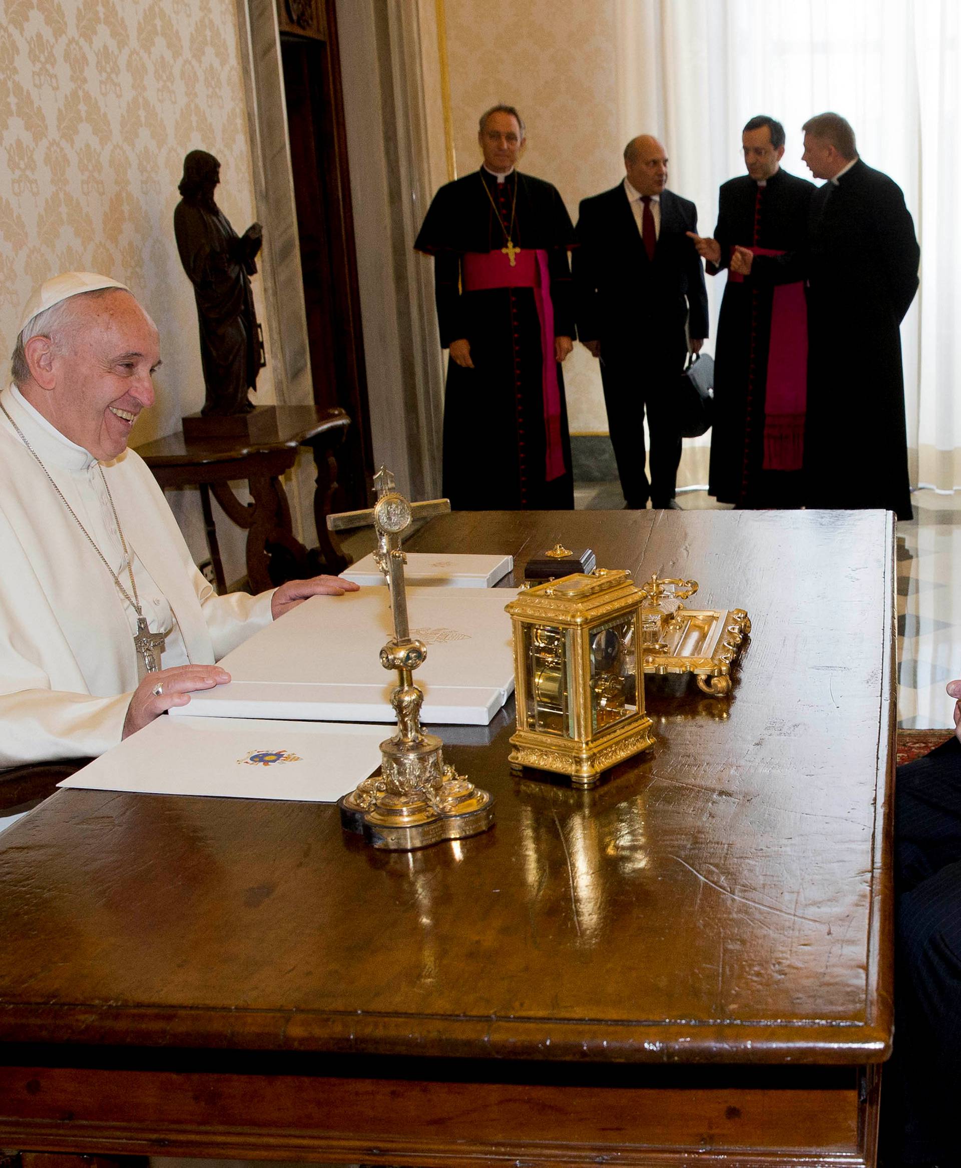 Pope Francis meets Belarussian President Alexander Lukashenko during a private audience at the Vatican